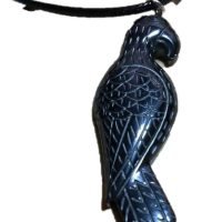 1 Dije De Hematita Tallado En Forma De Perico Ave Amuleto