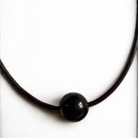 Dije Azabache Natural Con Collar De Piel Natural Autentico