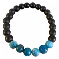 1 Pulsera Apatito Azul Piedra Natural Y Onix Negro