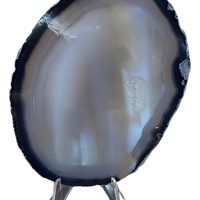 1 Laja De Ágata Negra Rebanada En Base Mineral Reiki Yoga