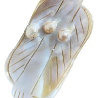 1 Dije De Concha Con Incrustación De Perla Natural Amuleto