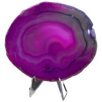 1 Laja De Ágata Rosa Rebanada En Base Mineral Reiki Yoga