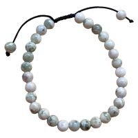 Pulsera Jade Lucky Verde Lila 6 Mm Piedra Natural Ajustable