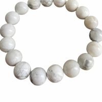 1 Pulsera Howlita Blanca 10mm Elastico Reiki Amuleto