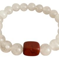 D_651715-MLM85132790081_052025-F.jpg Pulsera Ajustable Urbania Jaspe Rojo Y Cuarzo Natural 8mm