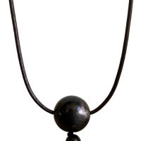 1 Dije Hiperstena Y Obsidiana Con Cordón Cuero Mineral Reiki