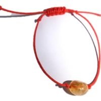 1 Pulsera Minimalista Cuarzo Citrino Hilo Rojo Unisex