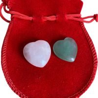 Kit Corazon Cuarzo Rosa Y Verde Piedra Natural Atrae Amor
