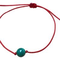 Pulsera De Malaquita Esfera De 8mm Hilo Rojo
