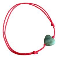 1 Pulsera De Corazon De Jade Natural Hilo Rojo Auténtico