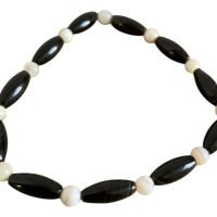 1 Pulsera Elegante De Agata Negra Y Concha Piedra Natural