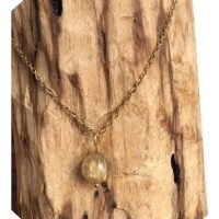 Cadena Con Dije Cuarzo Rutilado Piedra Natural Rutilo