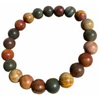 1 Pulsera Jaspe Picasso 8 Mm Piedra Natural Reiki