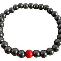 1 Pulsera Hematita Y Coral Rojo Protege Y Atrae Suerte