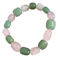 1 Pulsera Cuarzo Rosa Y Verde Atrae Salud Amor Chakras