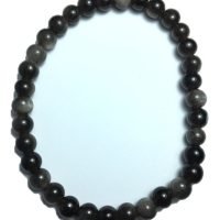 1 Pulsera De Obsidiana Plateada Esfera 6 Mm Amuleto Reiki