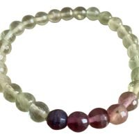 1 Pulsera Fluorita Verde Y Morada Esfera Faceteada 6 Mm