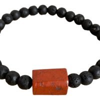Pulsera De Piedra Volcánica Basalto Y Jaspe Rojo