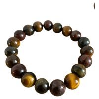 Pulsera Ojo De Tigre Rojo/ojo De Toro Elástico 10 Mm