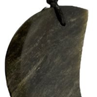Dije De Media Luna Obsidiana Dorada Piedra Natural