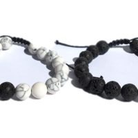 Par De Pulseras De La Distancia Para Pareja Piedra