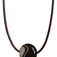 1 Dije Ágata Negra Con Cuero Piedra Semipreciosa Equilibrio