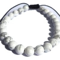 Pulsera De Piedra Blanca Howlita Auténtica Ujm
