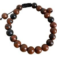 Pulsera De Piedra Natural Obsidiana Roja Mahogany