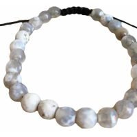 1 Pulsera De Cuarzo Ágata Blanca Gris Natural Reiki