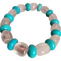 Pulsera Cuarzo Rosa Y Howlita Azul Piedra Atrae Amor