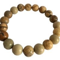 1 Pulsera Jaspe Paisaje 10 Mm Piedra Natural Atrae Energia