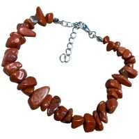 Pulsera De Jaspe Rojo Chip Piedra Natural Aleja La Envidia