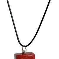 Dije Coral Forma Cúbica Piedra Natural Rojo Protector