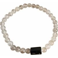 1 Pulsera Cuarzo Hialino Con Turmalina 5 Mm Reiki Yoga