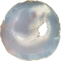 Laja De Agata Con Cristales De Cuarzo En Base