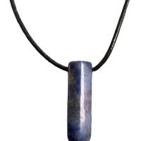 1 Dije Punta Dumortierita Azul Con Cordon De Cuero Negro