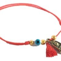 1 Pulsera De Hilo Rojo Mano De Fátima Y Ojo Turco Amuleto