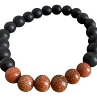 1 Pulsera Aventurina Cafe Piedra Natural Y Onix Negro