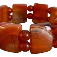 1 Pulsera Ágata Cornalina De Elástico Plexo Solar Reiki Yoga