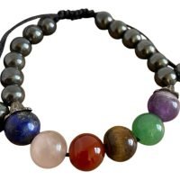 1 Pulsera Hematita Y Cuarzos Ajustables Piedra Natural