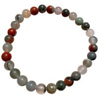 1 Pulsera De Heliotropo Y Cuarzo Esfera 6mm