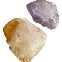Par De Puntas De Cuarzo 1 Amatista 1 Citrino Piedra Natural
