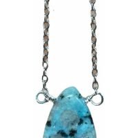 1 Collar Con Piedra Tianshan Granito Azul Cadena Acero