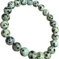 Pulsera De Jaspe Dálmata 6mm Piedra Natural Amuleto