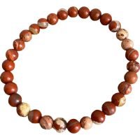 Pulsera Jaspe Rojo Sardo 5mm Elástico Piedra Natural Amuleto