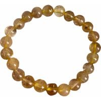 1 Pulsera De Cuarzo Rutilado 8 Mm Piedra Natural