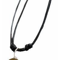 2 Dije Ojo De Tigre Piedra Natural Con Collar Amuleto Chakra