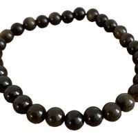 1 Pulsera Obsidiana Dorada Piedra Natural 6 Mm Reiki Yoga