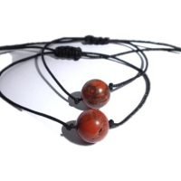 Par De Pulseras Jaspe Rojo 8mm Pareja Amor Amistad