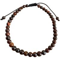 Pulsera Ojo De Tigre Rojo Ojo De Toro Ajustable 4 Mm